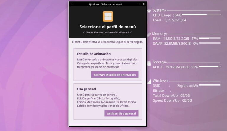 Selector de menú de Quirinux